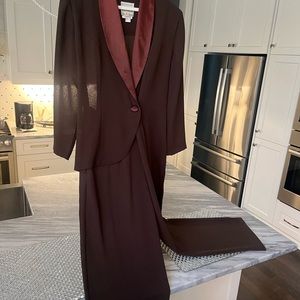 Vintage Joseph Ribkoff chocolate brown all in one piece Gala  jump suit formal